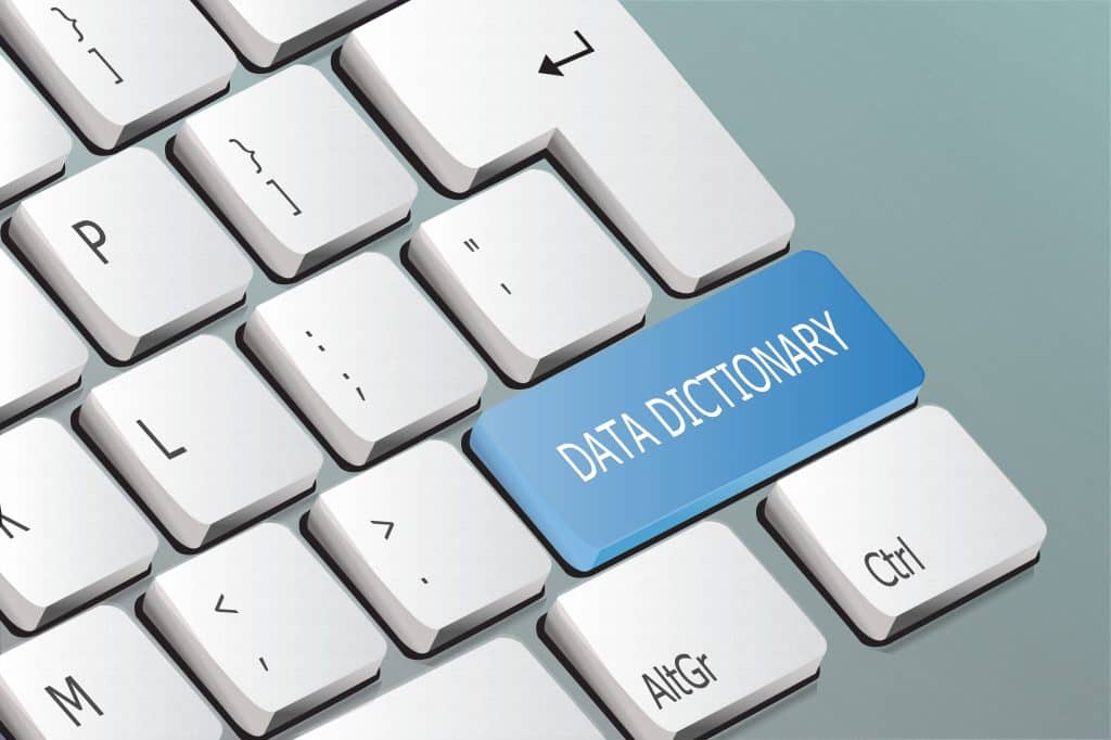 data dictionary written on the keyboard button