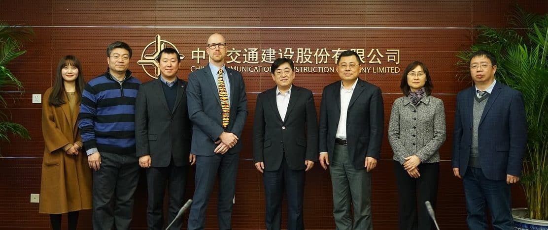 L to R: Ms. Shuang Huang (buildingSMART China) Dr. Jiang Shaohua (Dalian University of Technology) Mr. Lei Wei (buildingSMART China), Richard Kelly (buildingSMART International  COO), Mr. Ziyu Sun (CCCC Vice President), Mr. Liu Boying (CCCC President of Science and Technology), Ms. Li Qian (R&D Director CCCC ) , Mr. Chen Zhi (CCCC Deputy GM Engineering)