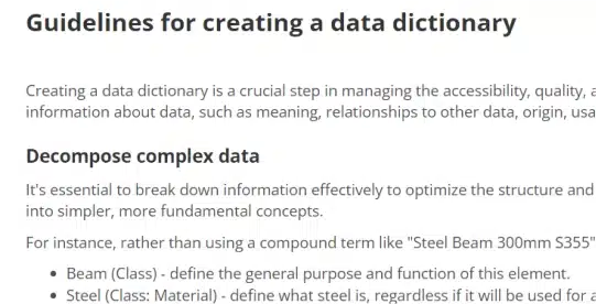 Guidelines for creating a data dictionary